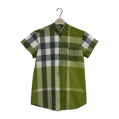Burberry Brit Green Check Short Sleeve Cotton Shirt — thumbnail 1