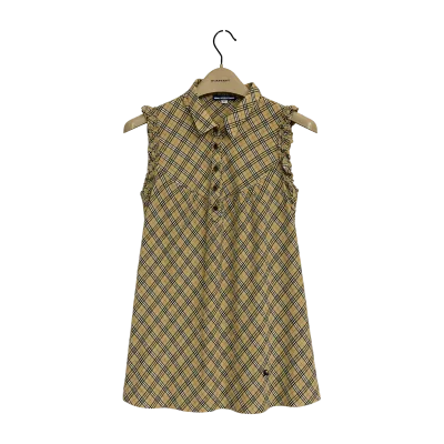 Burberry Blue Label Ruffle Trim Check Rayon Blend Sleeveless Shirt — thumbnail 1