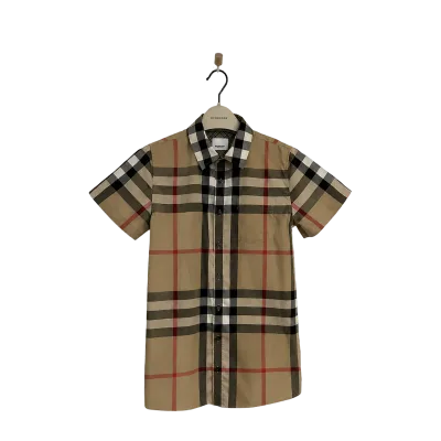 Burberry Classic Check Cotton Blend Short Sleeve Shirt