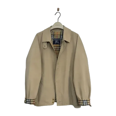 Burberry Vintage Reversible Check Cotton Blend Harrington Jacket - Beige