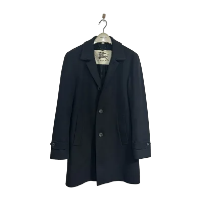 Burberry London Single Breasted Wool Blend Mid-Length Overcoat