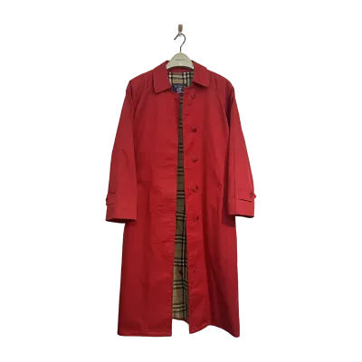 Burberry Red Belted Cotton Blend Car Coat — thumbnail 1