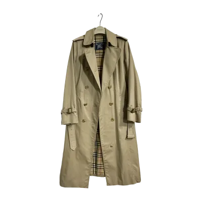 Burberry Vintage Classic Double Breasted Long Cotton Blend Trench Coat