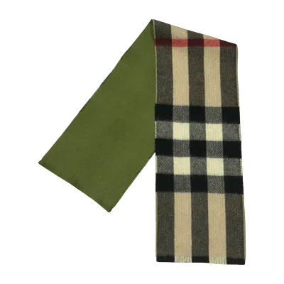 Burberry Small Reversible Green Check Cashmere Scarf