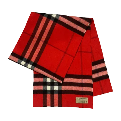 Burberry Red Check Cashmere Scarf