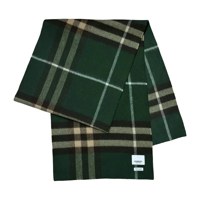 Burberry Green Check Cashmere Scarf — 1 / 3