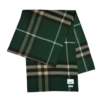 Burberry Green Check Cashmere Scarf