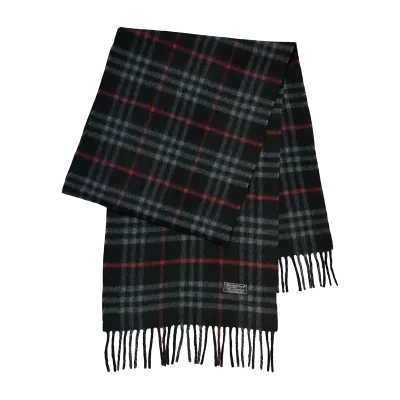 Burberry Long Vintage Black Small Check Lambswool Scarf — thumbnail 1