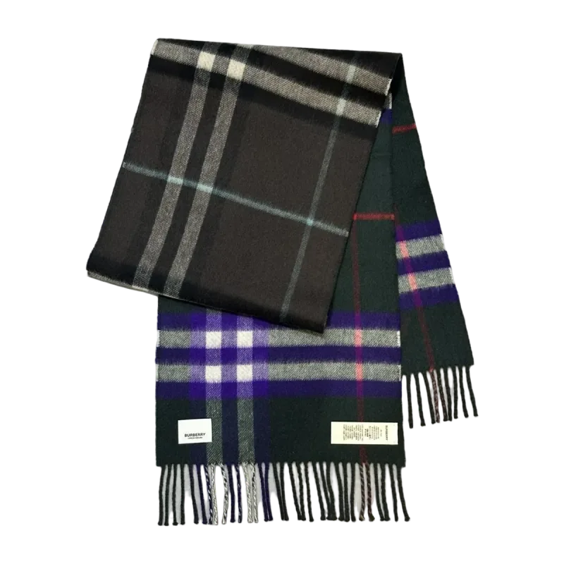 Burberry Green and Purple Check Cashmere Scarf — 1 / 5