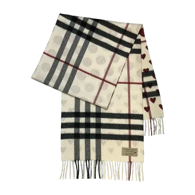 Burberry Reversible Check Cashmere Scarf - Hearts and Polka Dots