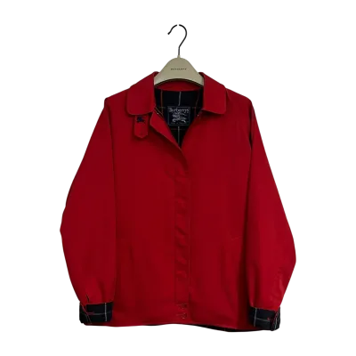 Burberry Vintage Red Cotton Blend Harrington Jacket