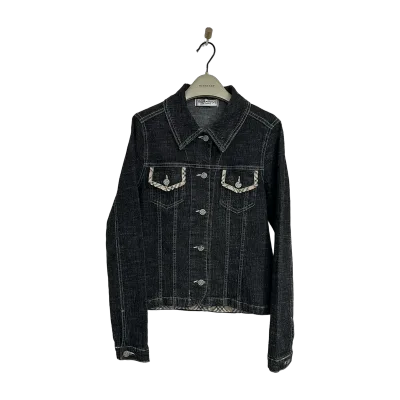 Burberry Dark Blue Denim Jacket - Check Trim — thumbnail 1