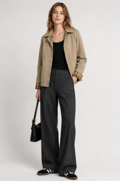 Burberry Vintage Check Lined Cotton Blend Harrington Jacket — thumbnail 2