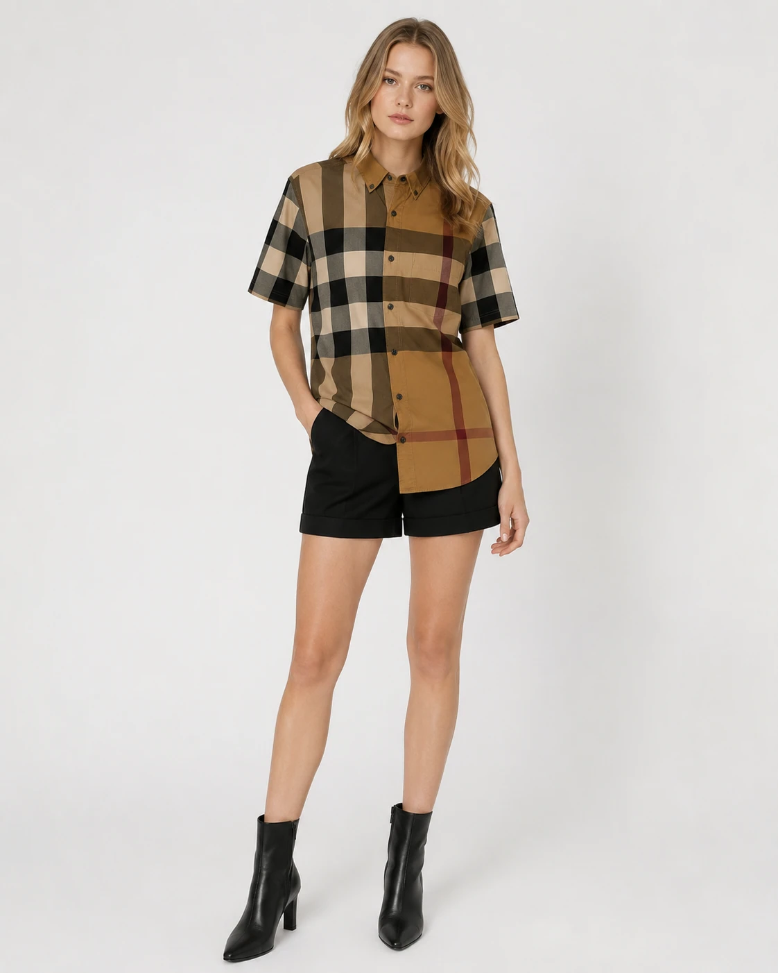 Burberry Brit Classic Check Cotton Short Sleeve Shirt - c. 2016