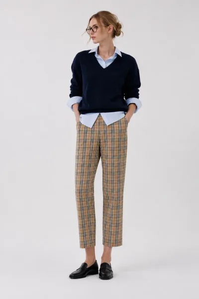 Burberry Golf Nova Check Cotton Blend Cropped Trousers