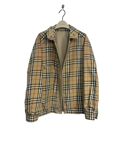 Burberry Vintage Reversible Check Cotton Blend Harrington Jacket - Beige