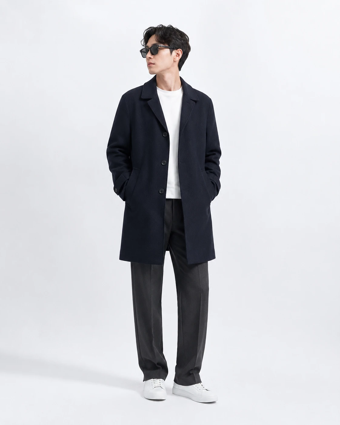 Burberry London Single Breasted Wool Blend Mid-Length Overcoat - c