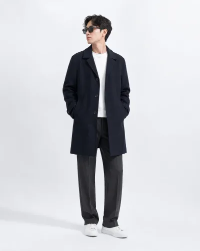 Burberry London Single Breasted Wool Blend Mid-Length Overcoat — thumbnail 2