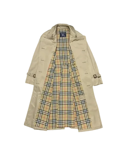 Burberry Classic Double Breasted Long Cotton Blend Trench Coat