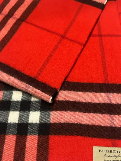 Burberry Red Check Cashmere Scarf