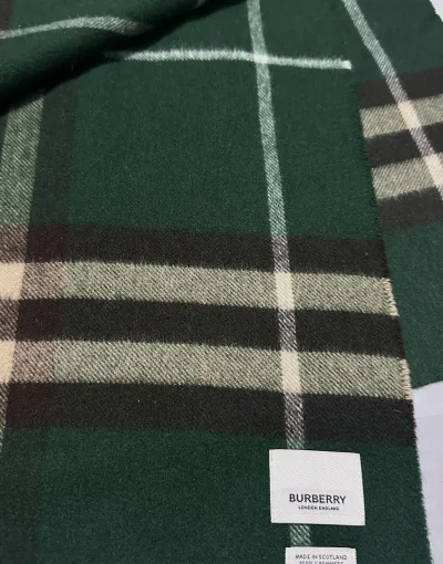 Burberry Green Check Cashmere Scarf