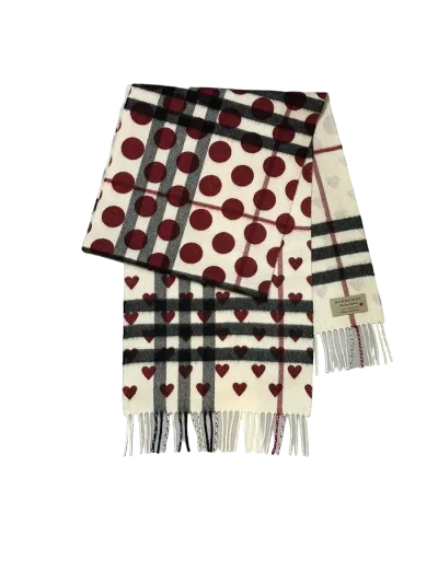 Burberry Reversible Check Cashmere Scarf - Hearts and Polka Dots
