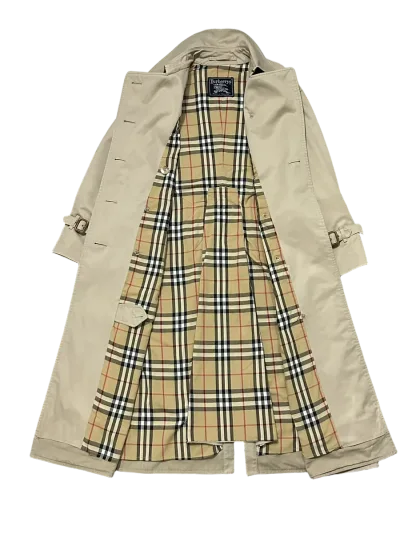 Burberry Classic Double Breasted Long Cotton Blend Trench Coat