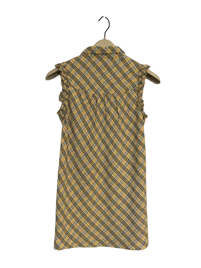Burberry Blue Label Ruffle Trim Check Rayon Blend Sleeveless Shirt — thumbnail 3