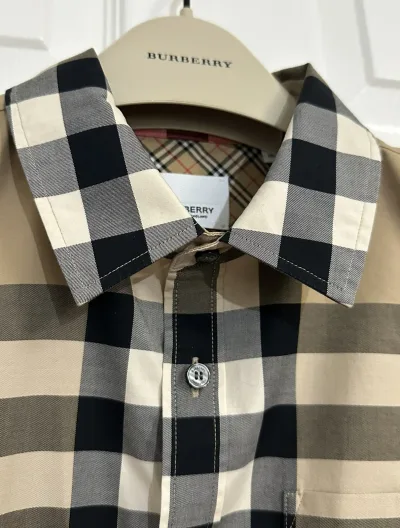 Burberry Classic Check Cotton Blend Short Sleeve Shirt — thumbnail 3