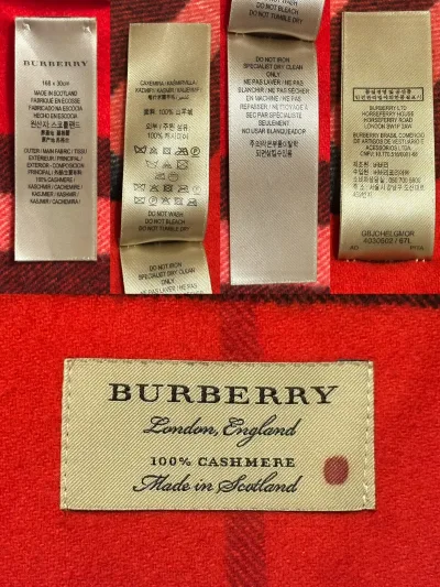 Burberry Red Check Cashmere Scarf — thumbnail 3