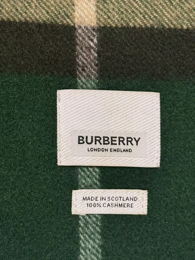 Burberry Green Check Cashmere Scarf — thumbnail 3