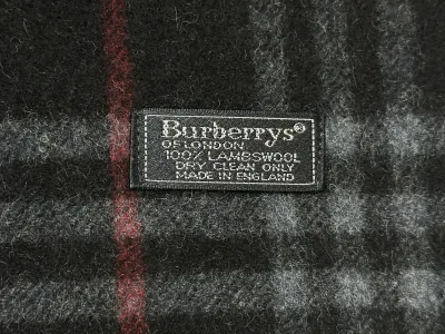 Burberry Long Vintage Black Small Check Lambswool Scarf — thumbnail 3