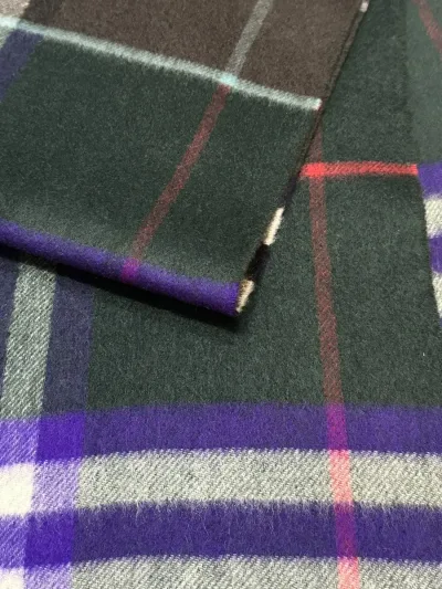 Burberry Green and Purple Check Cashmere Scarf — thumbnail 3