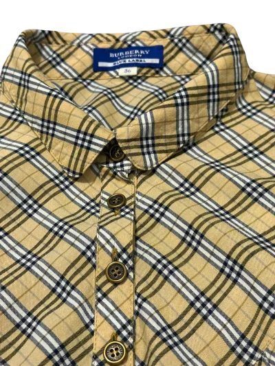 Burberry Blue Label Ruffle Trim Check Rayon Blend Sleeveless Shirt — thumbnail 4