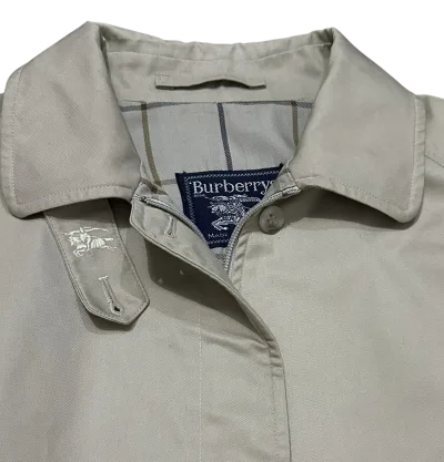 Burberry Vintage Check-Lined Cotton Blend Harrington Jacket - Stone — thumbnail 4
