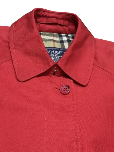 Burberry Red Belted Cotton Blend Car Coat — thumbnail 4