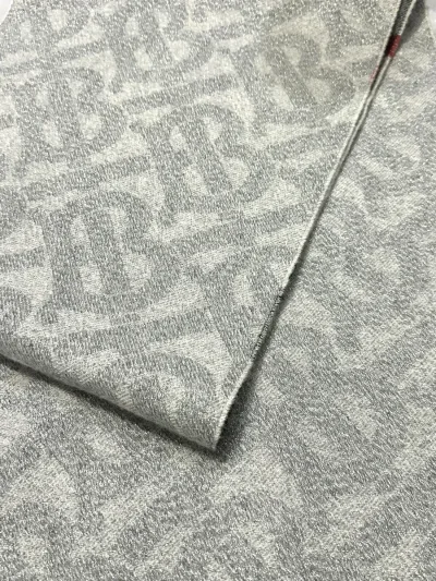 Burberry Reversible Silver Check Cashmere Blend Scarf — thumbnail 4