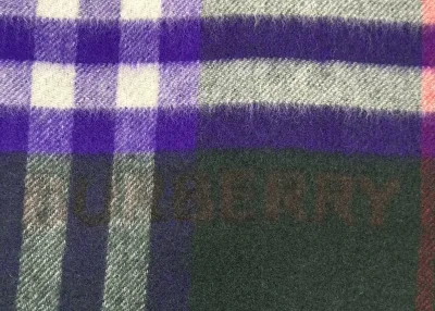 Burberry Green and Purple Check Cashmere Scarf — thumbnail 4