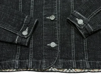 Burberry Dark Blue Denim Jacket - Check Trim — thumbnail 4