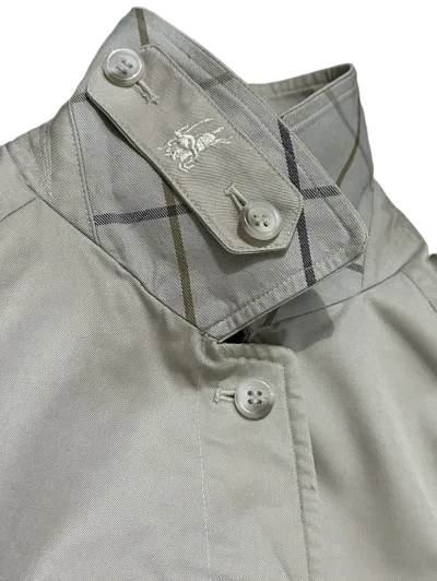 Burberry Vintage Check-Lined Cotton Blend Harrington Jacket - Stone — thumbnail 5