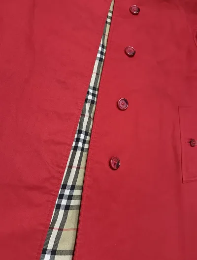 Burberry Red Belted Cotton Blend Car Coat — thumbnail 5