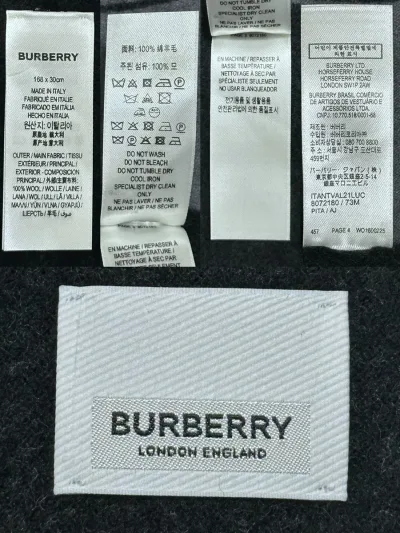 Burberry Reversible Grey and Black Circular Logo Wool Scarf — thumbnail 5