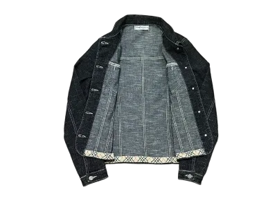 Burberry Dark Blue Denim Jacket - Check Trim — thumbnail 5