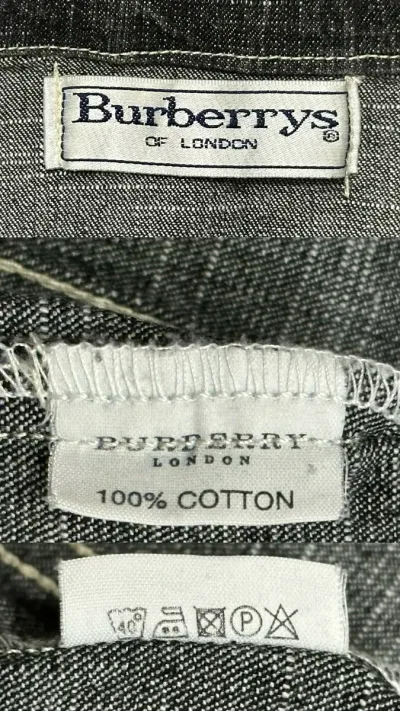 Burberry Dark Blue Denim Jacket - Check Trim — thumbnail 7