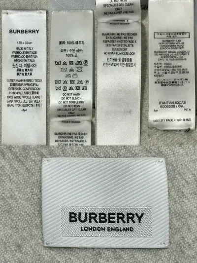 Burberry Reversible Black and White Logo Wool Scarf — thumbnail 8