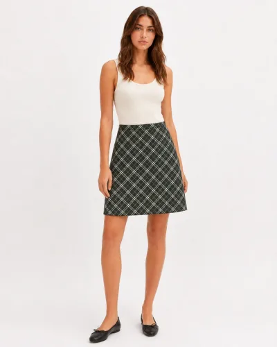 Burberry Diagonal Check Wool Blend Skirt
