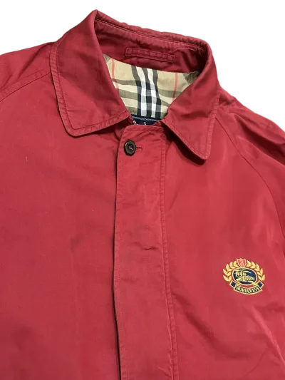 Burberry Dark Red Harrtington Jacket — thumbnail 4