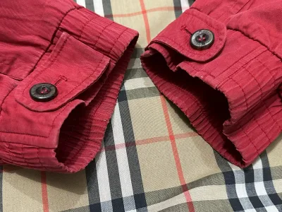 Burberry Dark Red Harrtington Jacket — thumbnail 6