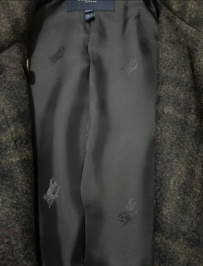 Burberry Wool Checked Coat with Crescent-shaped Front Placket — thumbnail 4