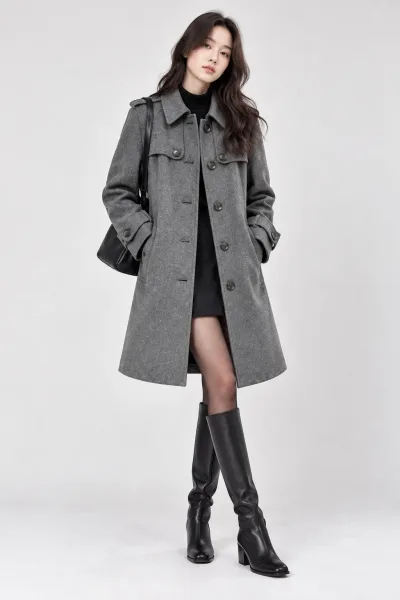 Burberry Cashmere&Wool Blend Trench Style Coat